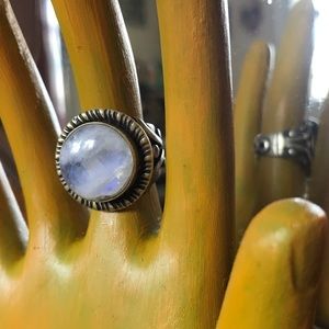 rainbow moonstone sterling silver ring